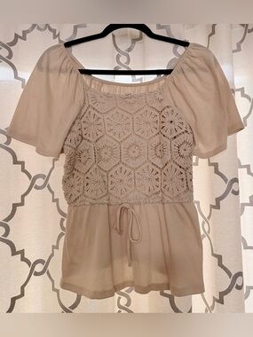Maurices Cream Crochet Blouse